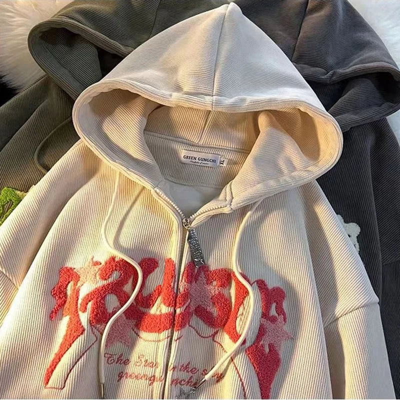 Sweat à Capuche Zippé | Streetwear | Velours Côtelé