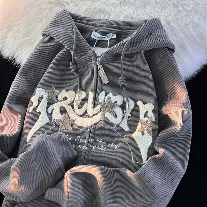 Sweat à Capuche Zippé | Streetwear | Velours Côtelé